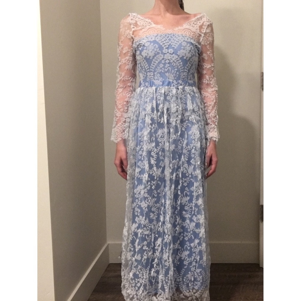 Blue and White Lace Dress